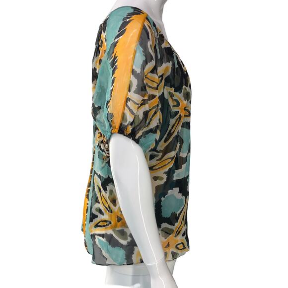 Diane Von Furstenberg DVF Womens Size 8 Merrill Blouse Abstract Silk Fully Lined - Picture 10 of 16